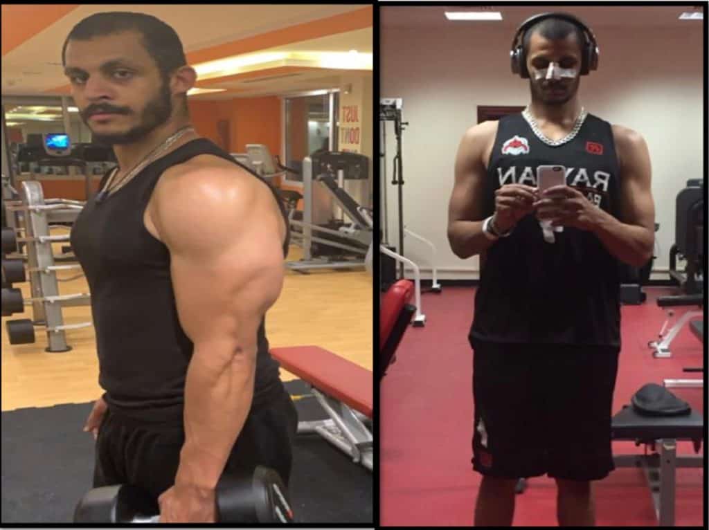 Mizo Amin on going vegan before on the left after on the right